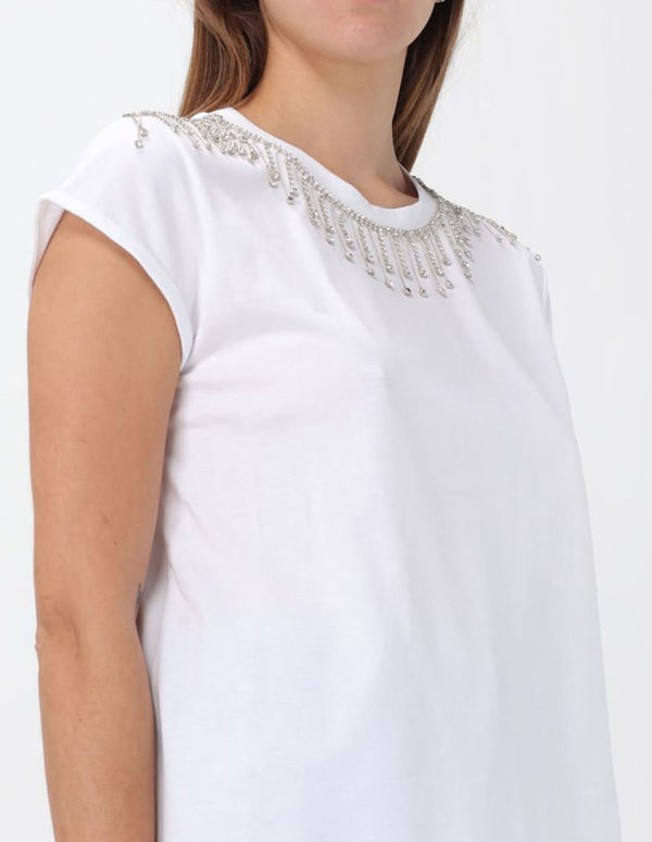 Camiseta TWINSET con Aplicaciones Blanca Mujer