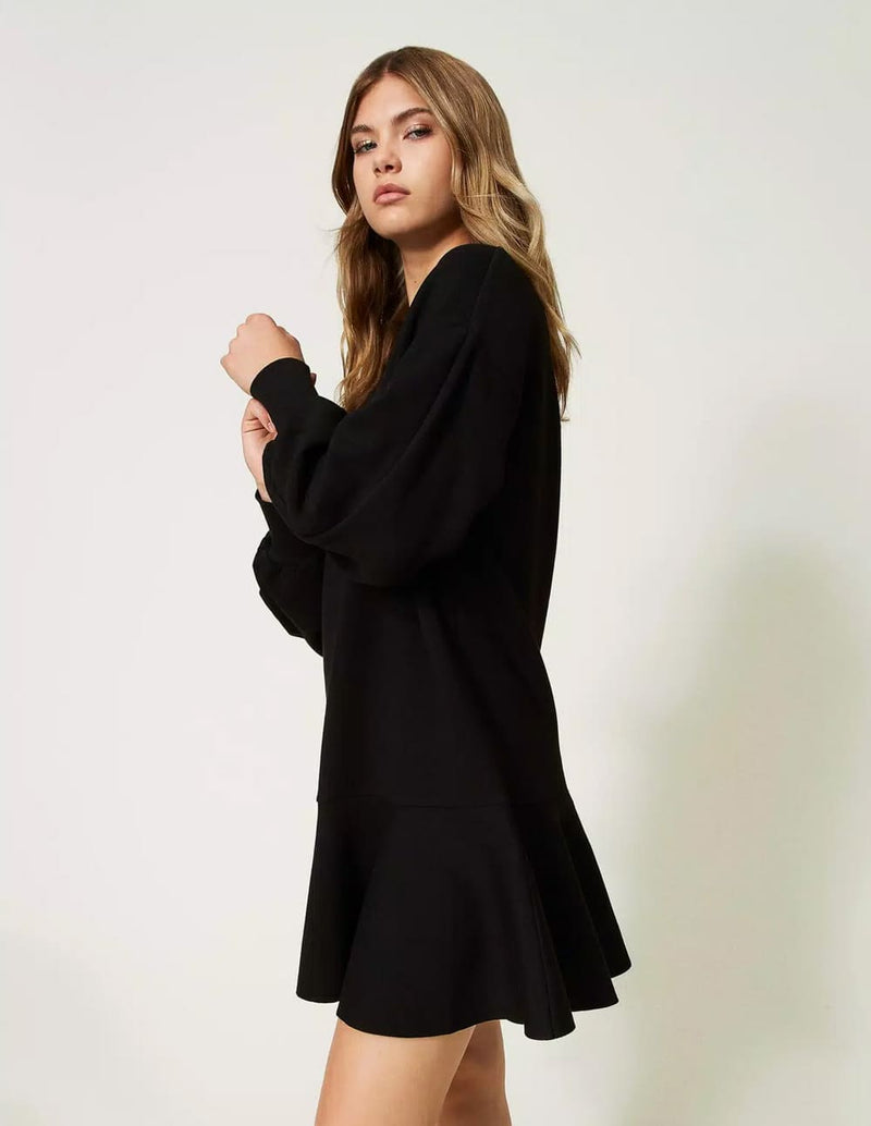 Vestido Corto TWINSET con Volante Negro Mujer