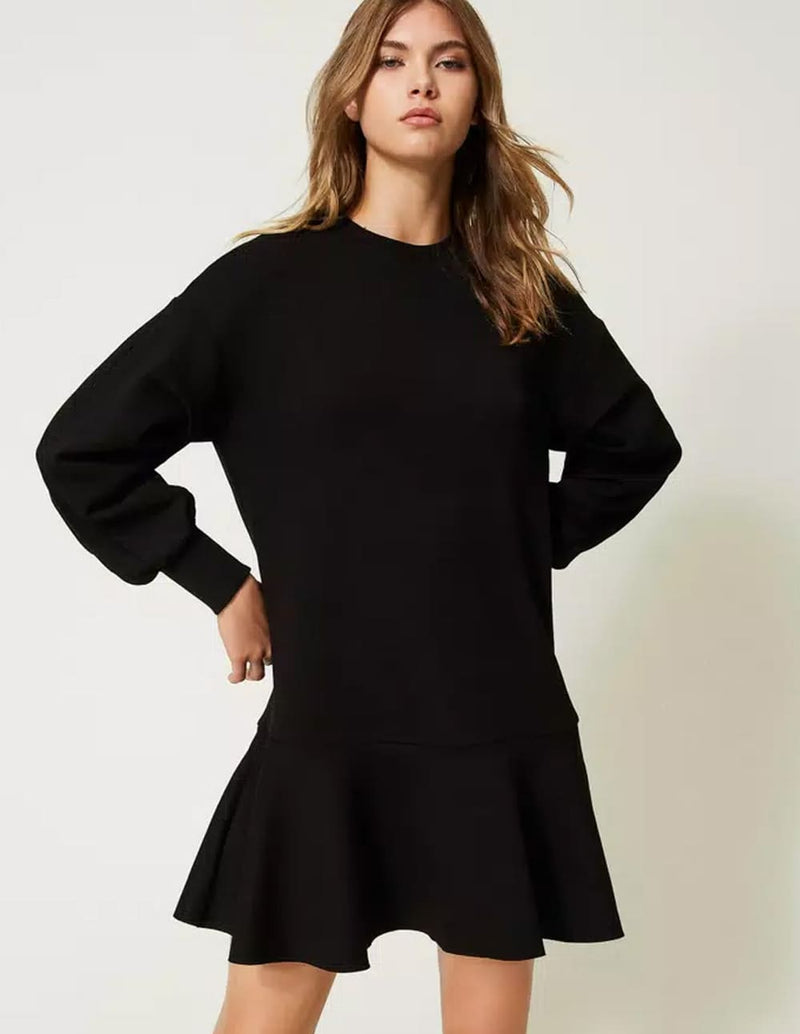 Vestido Corto TWINSET con Volante Negro Mujer