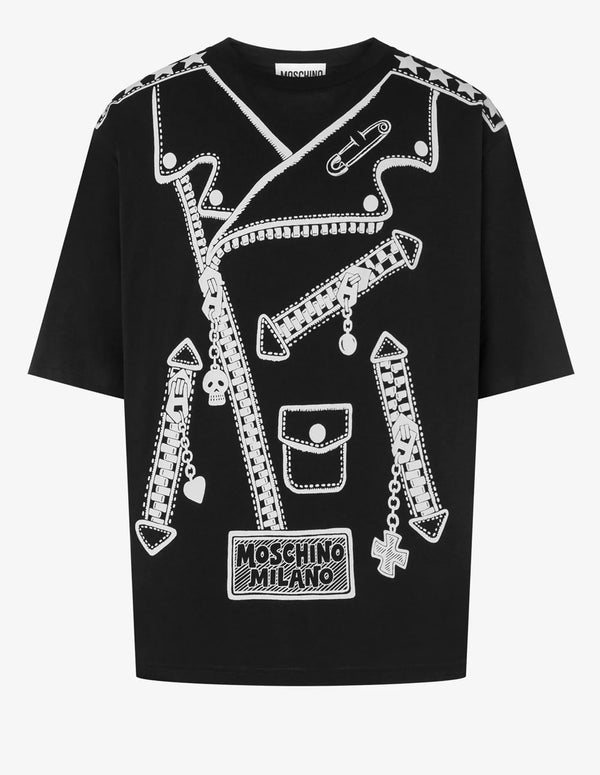 Camiseta Moschino Couture Biker Print Negra Hombre