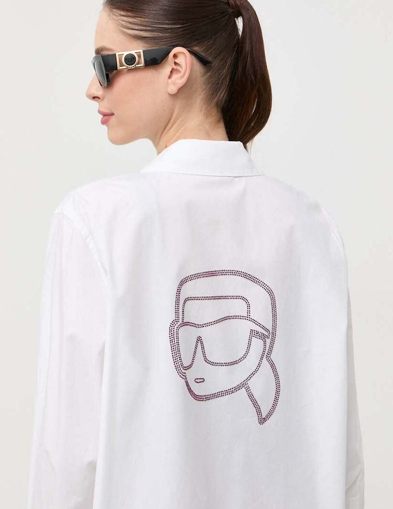 Camisa Larga Karl Lagerfeld con Logo Blanca Mujer