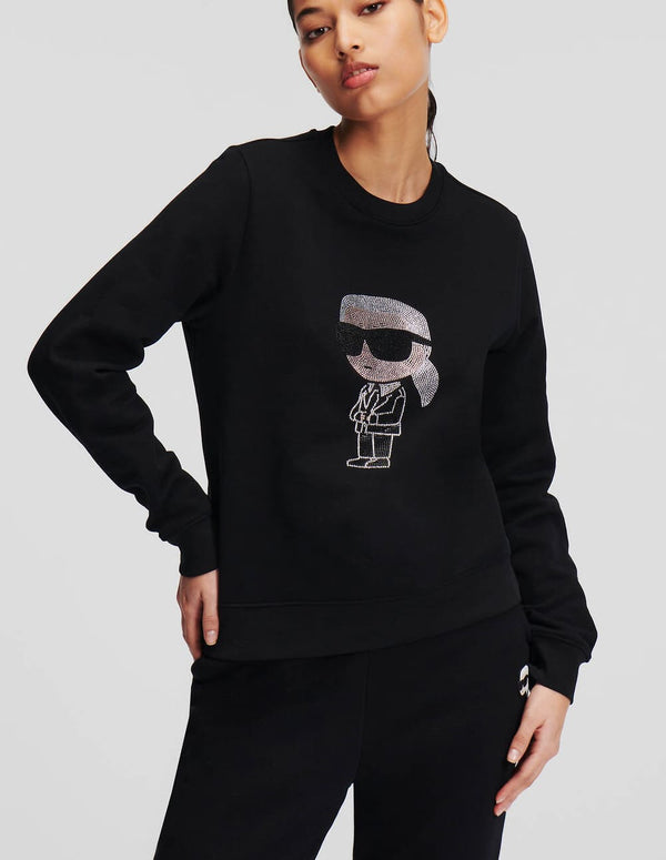 Sudadera Karl Lagerfeld Logo Ikonic con Pedreria Negra Mujer