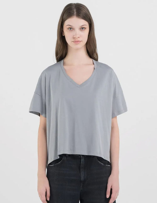 Camiseta Replay Holgada Gris Mujer