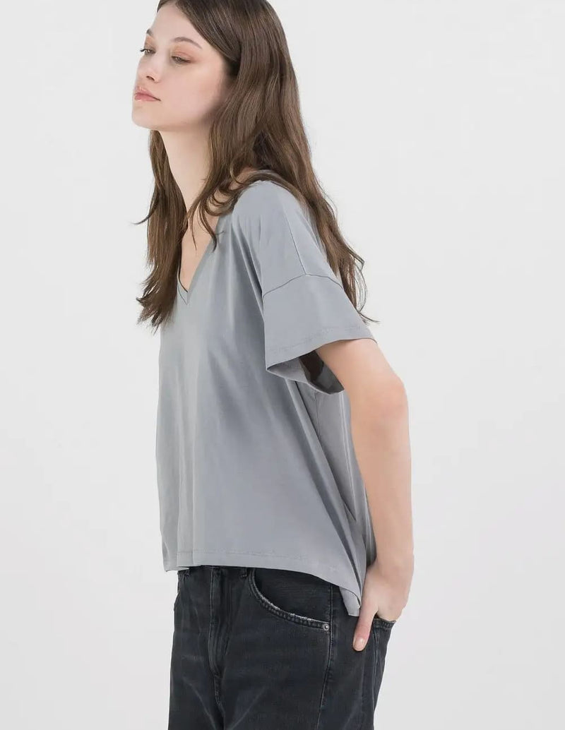 Camiseta Replay Holgada Gris Mujer