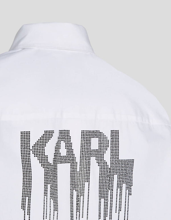 Camisa Karl Lagerfeld Tipo Túnica con Logo en Pedreria Blanca Mujer