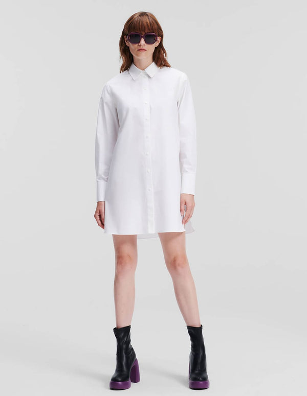 Camisa Karl Lagerfeld Tipo Túnica con Logo en Pedreria Blanca Mujer