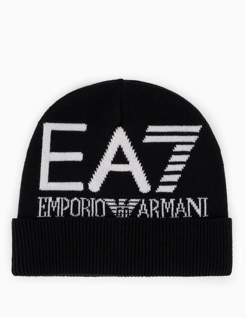 Gorro Emporio Armani EA7 con Logo Negro Unisex