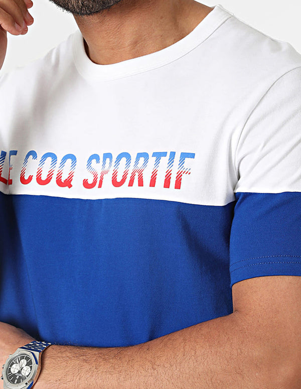 Camiseta Le Coq Sportif con Logo Azul y Blanca Hombre
