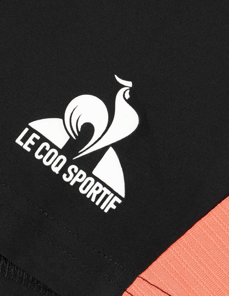 Pantalón Corto Le Coq Sportif con Logo Negro y Naranja Hombre