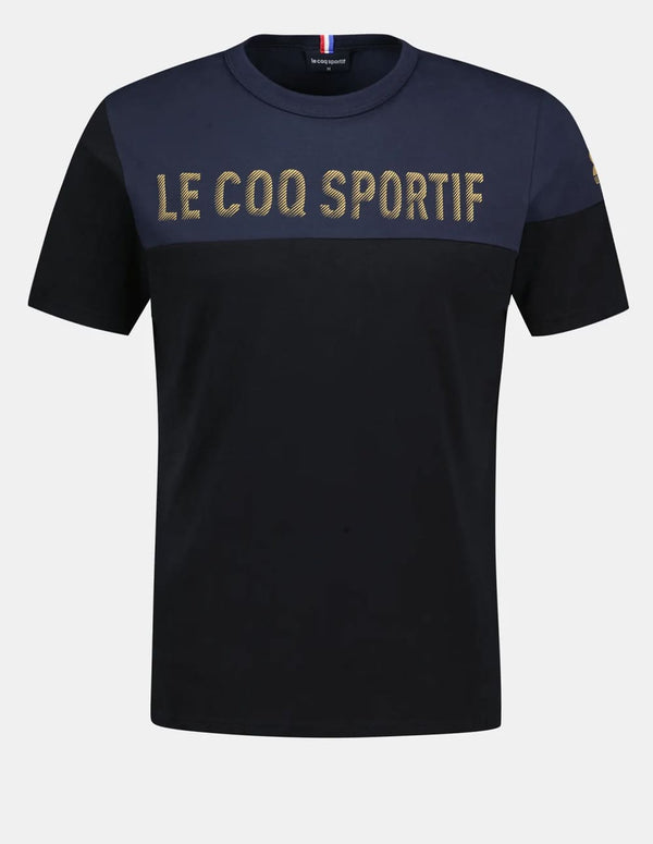 Camiseta Le Coq Sportif con Logo Azul y Negra Hombre