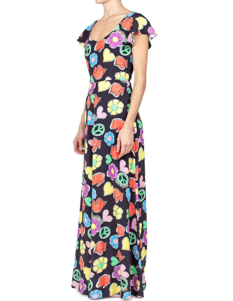 Vestido Midi Moschino Fantasy Estampado Multicolor Mujer