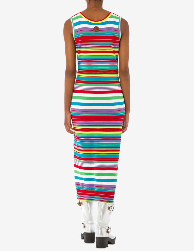 Vestido Moschino de Punto Elástico de Rayas Multicolor Mujer