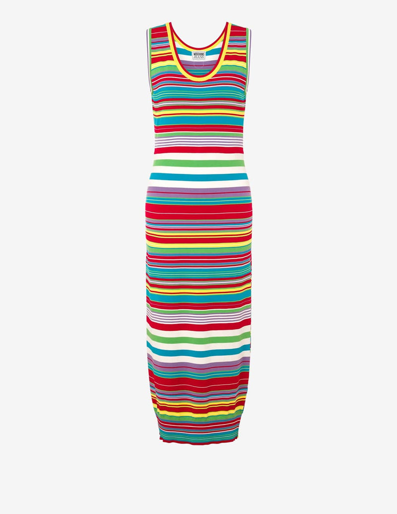 Vestido Moschino de Punto Elástico de Rayas Multicolor Mujer