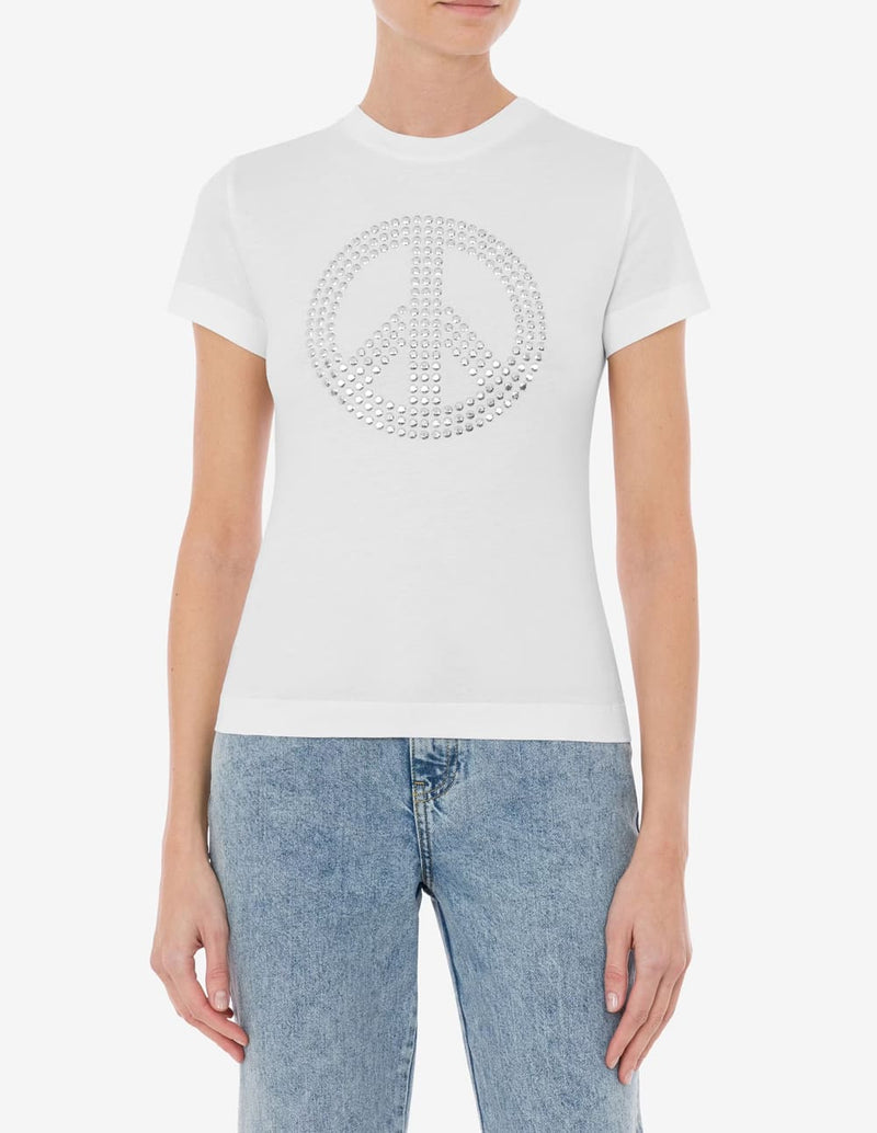 Camiseta Moschino Peace Symbol Blanca Mujer