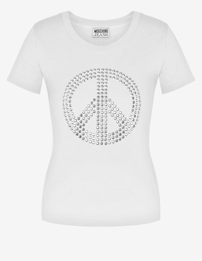 Camiseta Moschino Peace Symbol Blanca Mujer