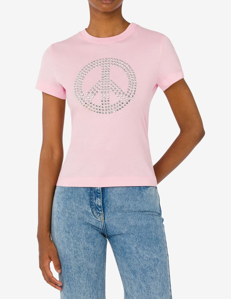 Camiseta Moschino Peace Symbol Rosa Mujer