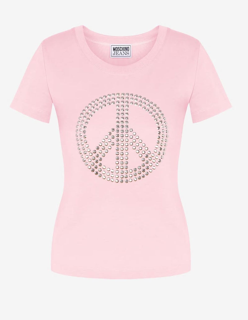 Camiseta Moschino Peace Symbol Rosa Mujer