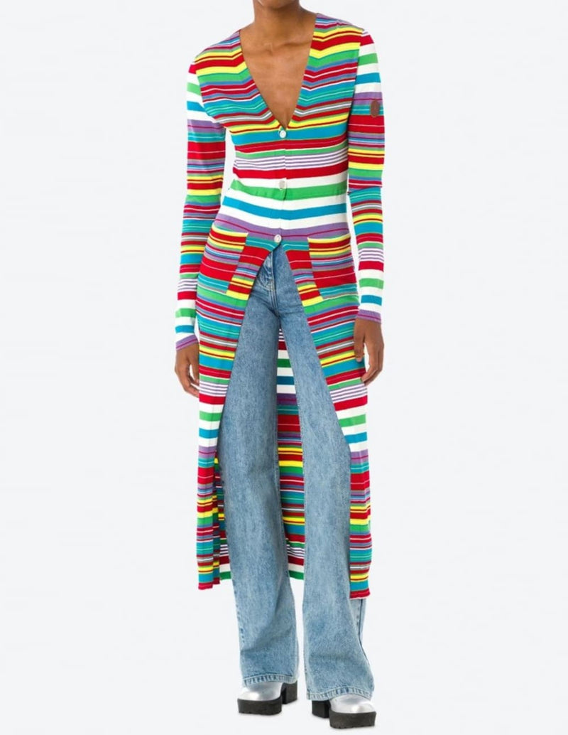 Cárdigan Larga Moschino de Rayas Multicolor Mujer
