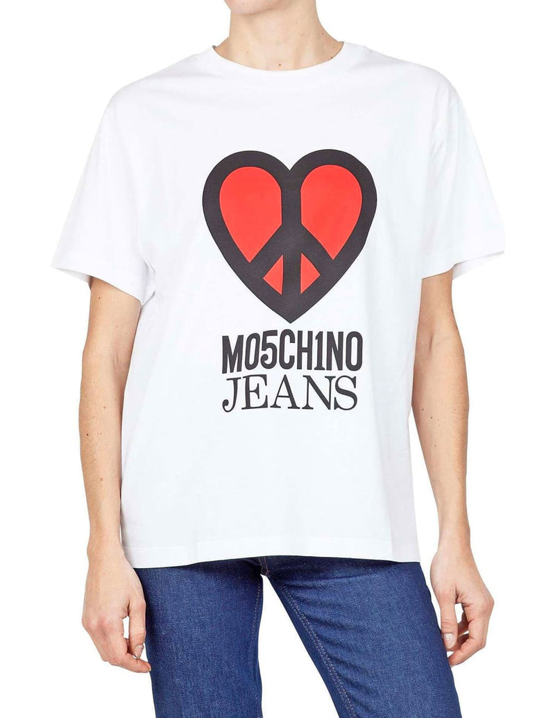 Camiseta Moschino con Logo Blanca Mujer