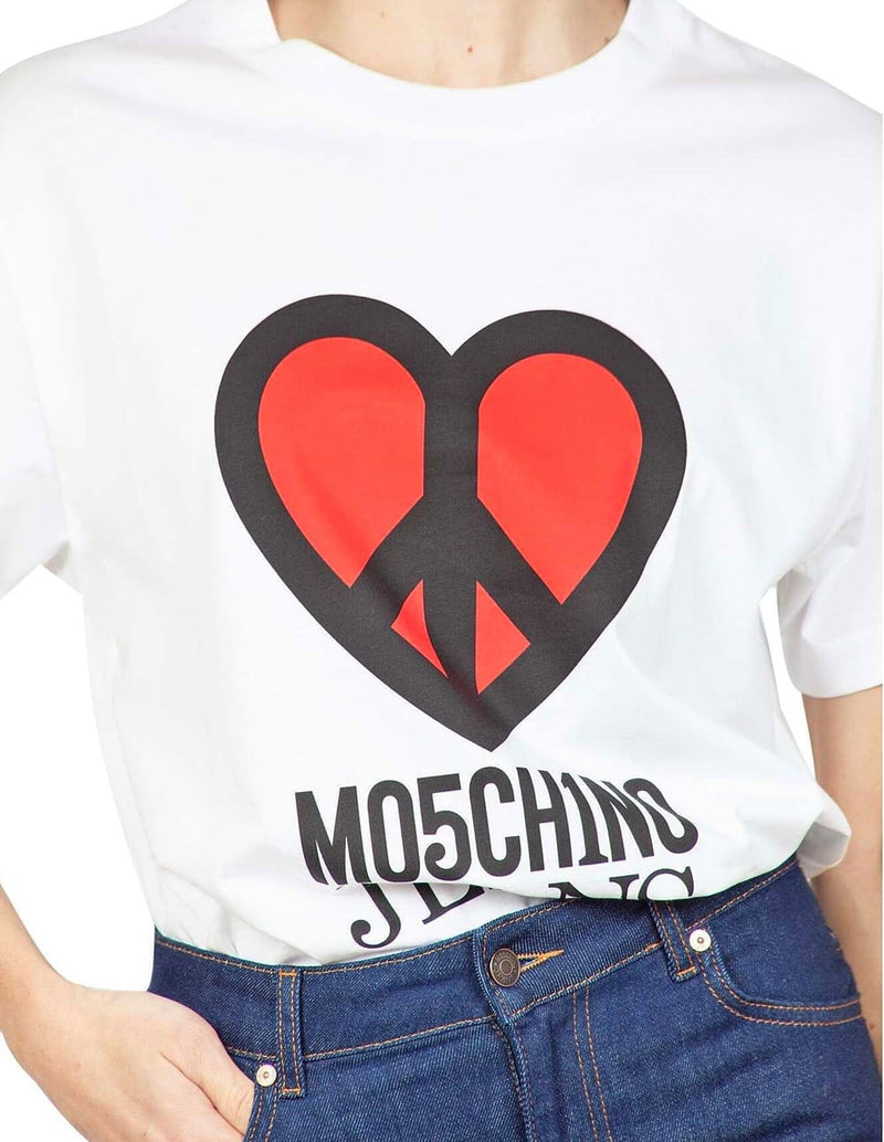 Camiseta Moschino con Logo Blanca Mujer