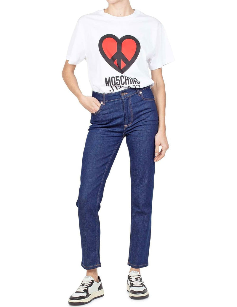 Camiseta Moschino con Logo Blanca Mujer