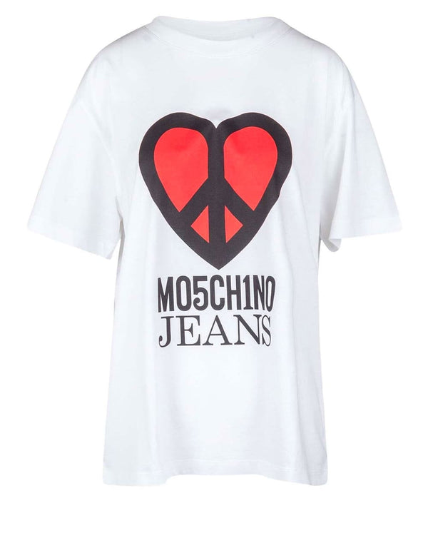 Camiseta Moschino con Logo Blanca Mujer