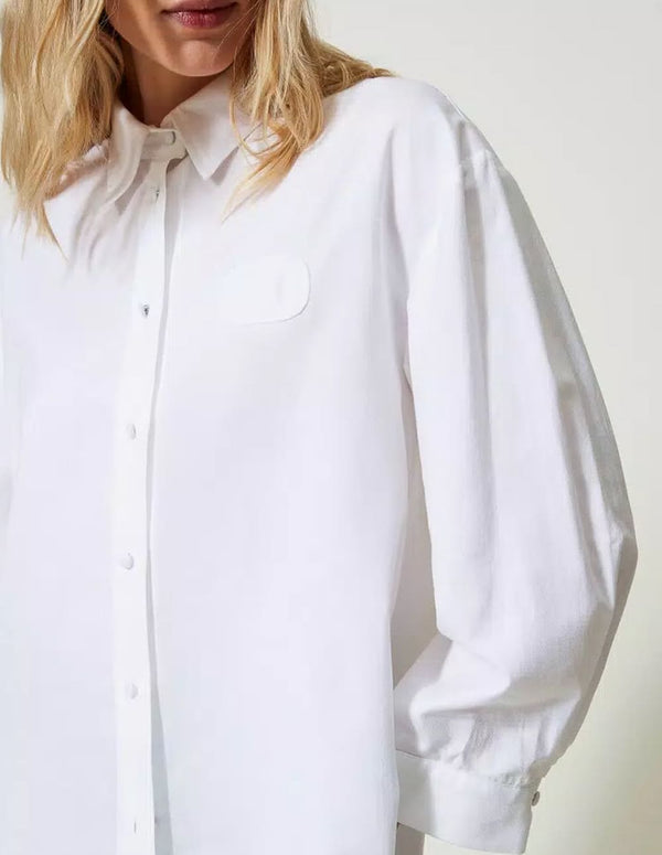 Camisa TWINSET con Puños Desmontables Blanca Mujer