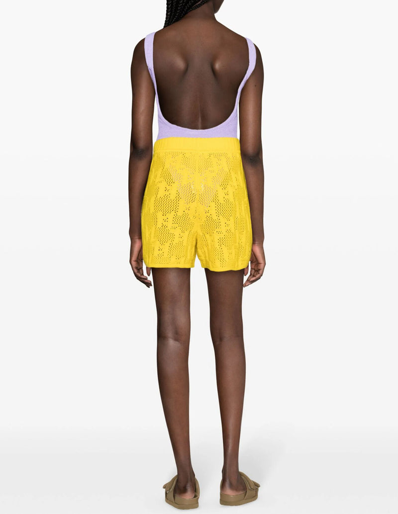 Pantalón Corto Karl Lagerfeld de Crochet Amarillo Mujer