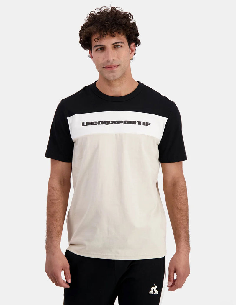 Camiseta Le Coq Sportif Contemporain Negra y Beige Hombre