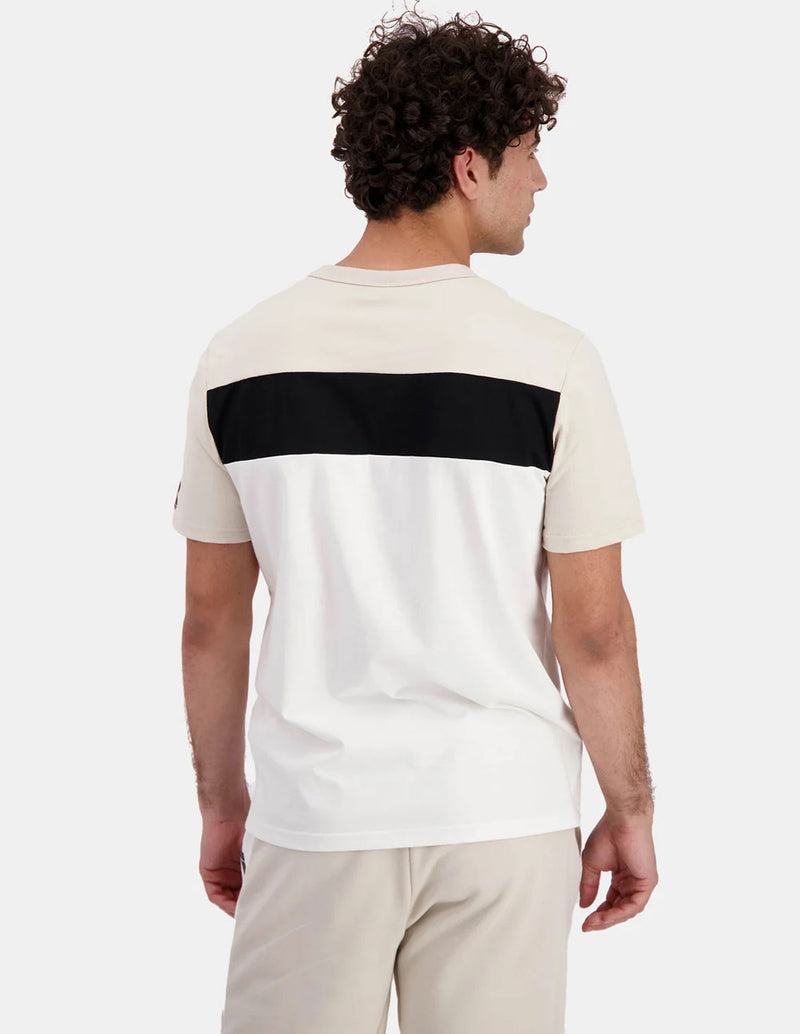 Camiseta Le Coq Sportif Contemporain Beige y Blanca Hombre