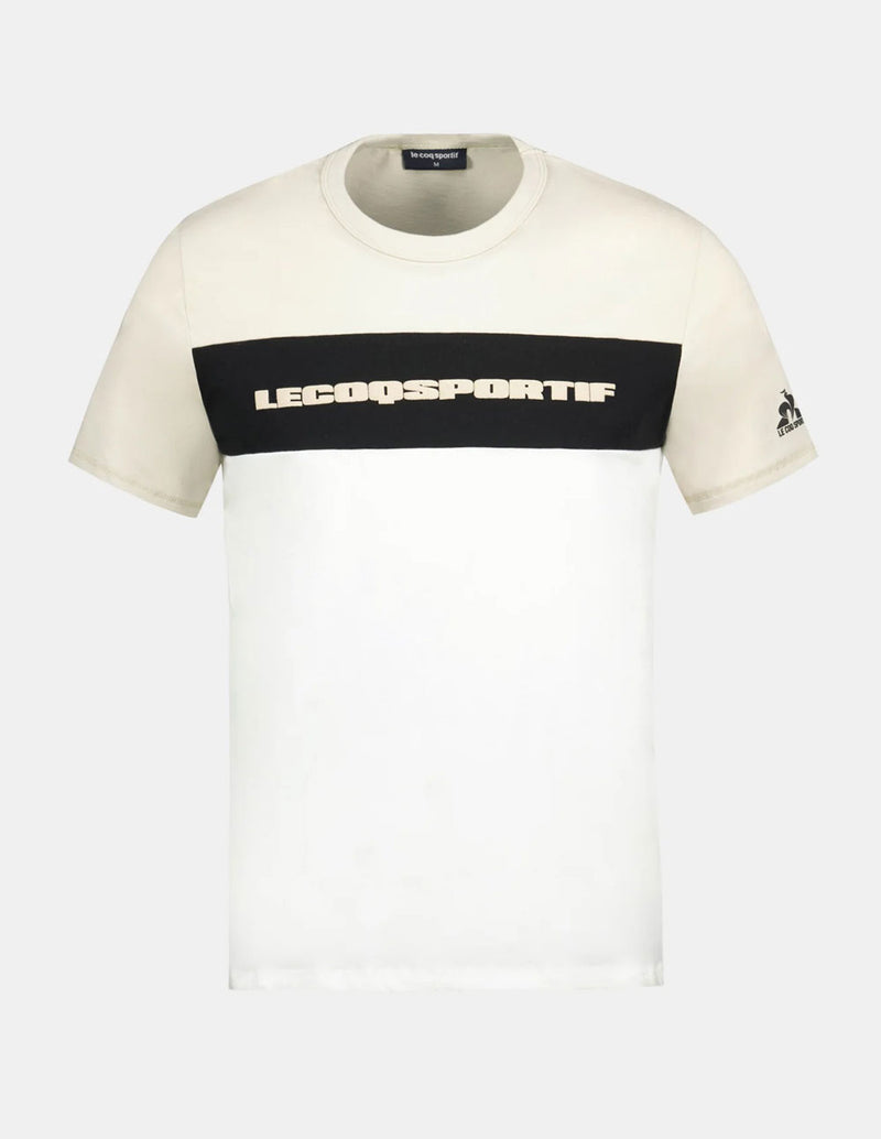 Camiseta Le Coq Sportif Contemporain Beige y Blanca Hombre