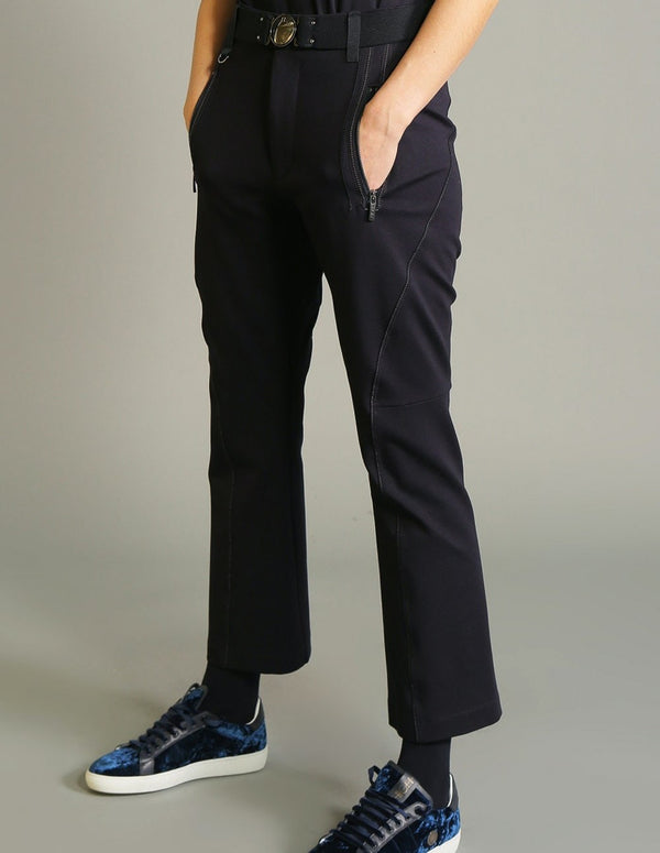 HIGH Trousers with Twisted Seams Navy Blue Woman