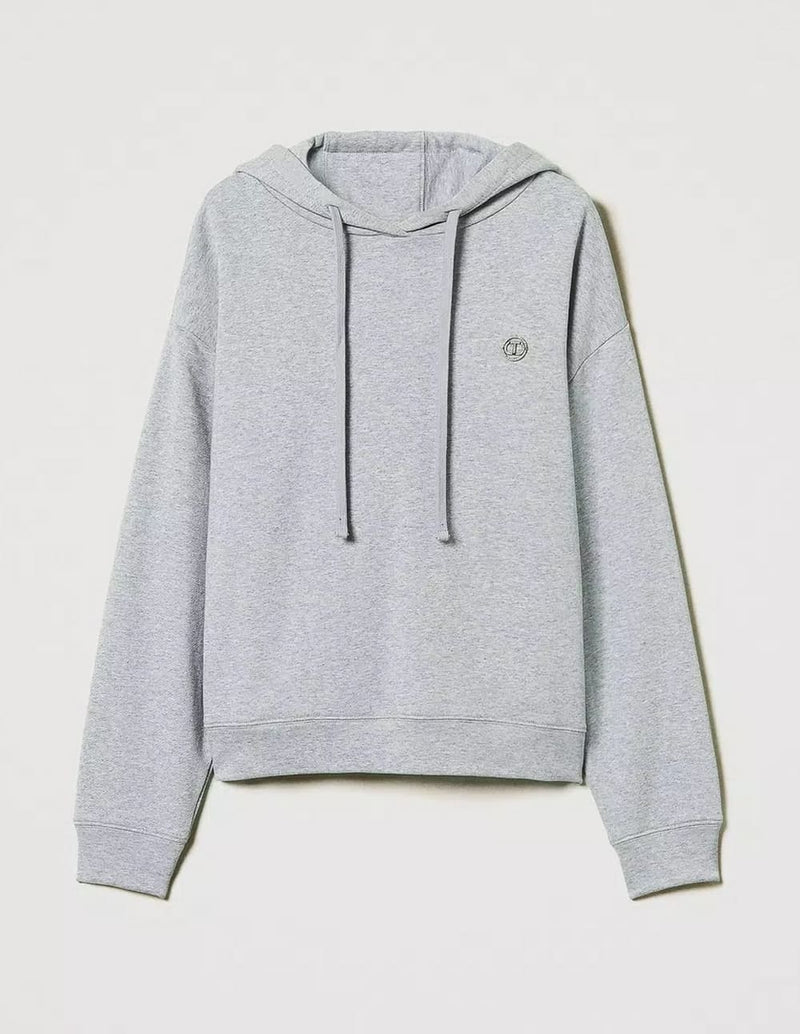 Sudadera con Capucha TWINSET con Logo Gris Mujer