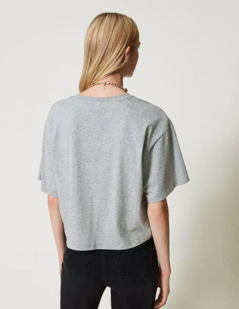 Camiseta TWINSET con Oval T Gris Mujer