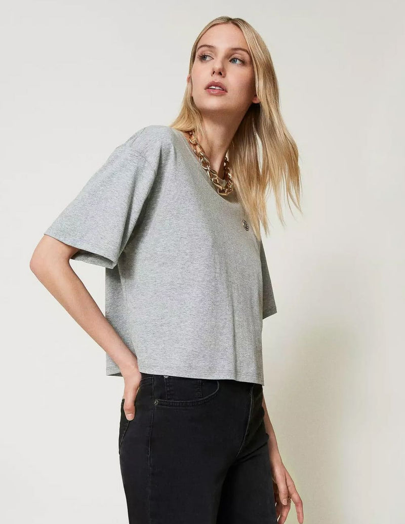 Camiseta TWINSET con Oval T Gris Mujer