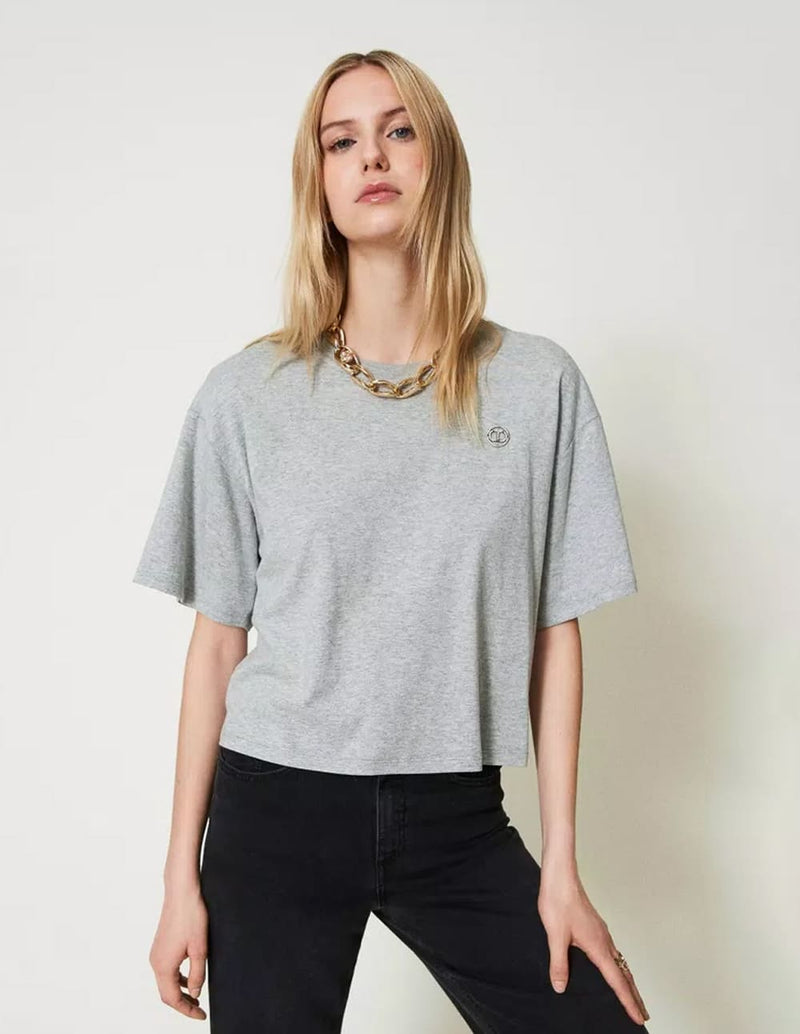 Camiseta TWINSET con Oval T Gris Mujer