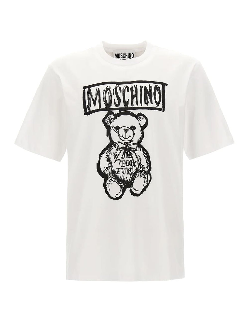 Camiseta Moschino Teddy Bear Printed Blanca Hombre