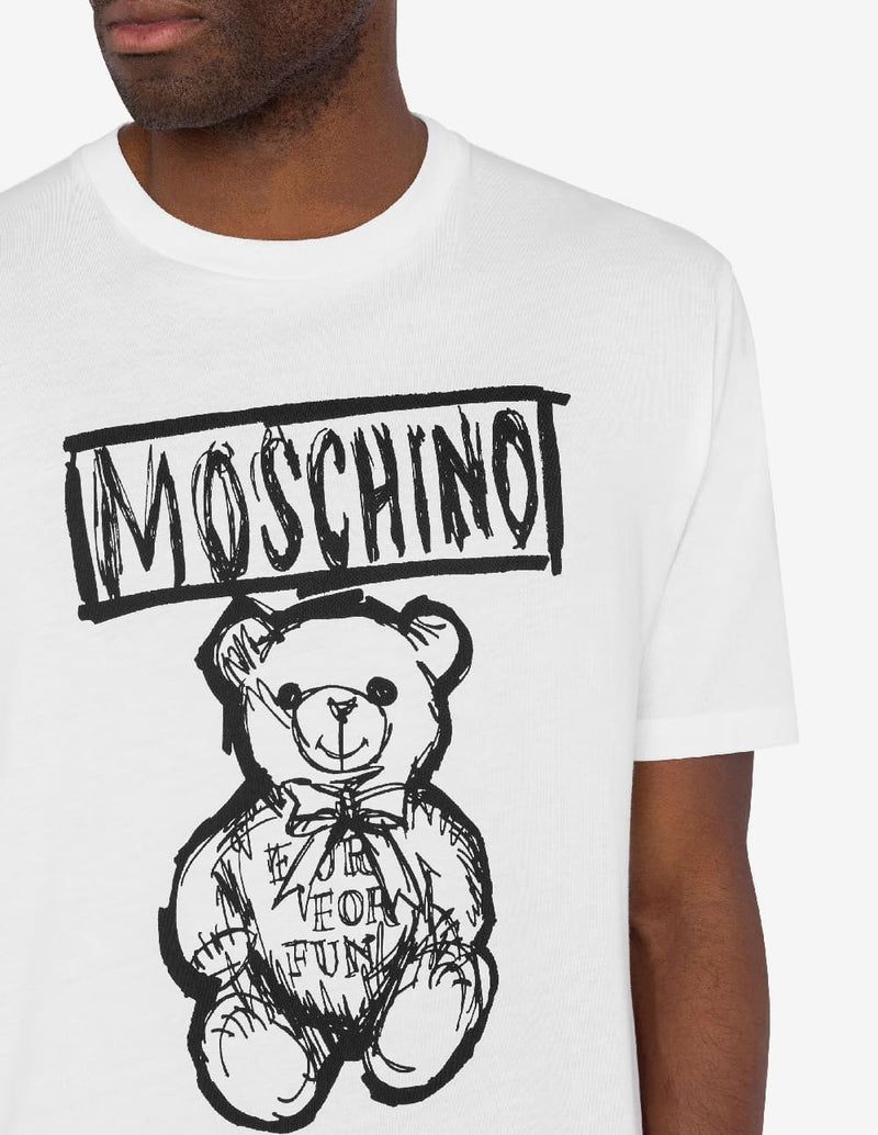 Camiseta Moschino Teddy Bear Printed Blanca Hombre