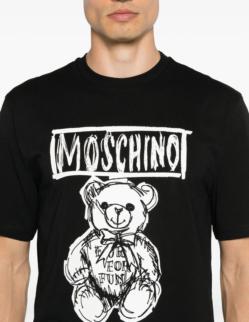 Camiseta Moschino Teddy Bear Printed Negra Hombre