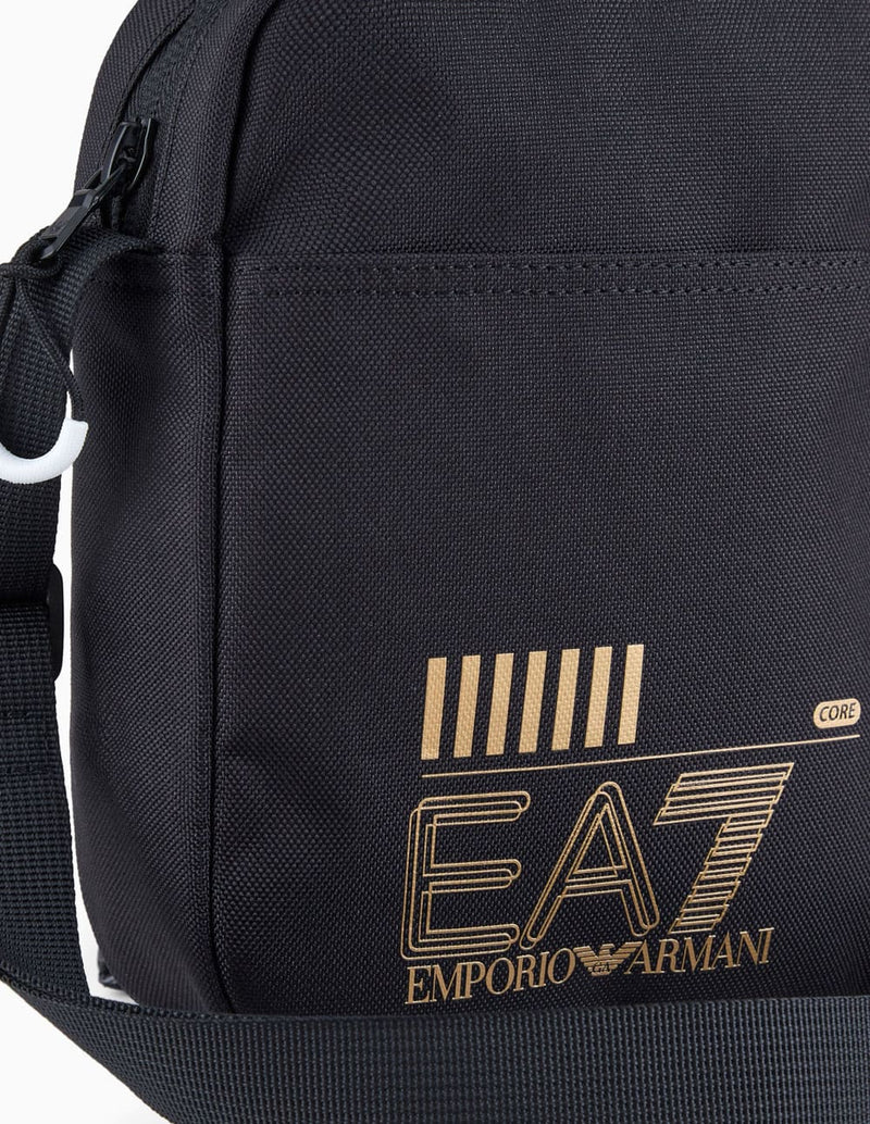Bolso Bandolera Emporio Armani EA7 Train Core Negro Unisex 16 x 20 x 6