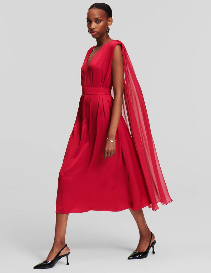 Vestido Karl Lagerfeld con Capa Rojo Mujer