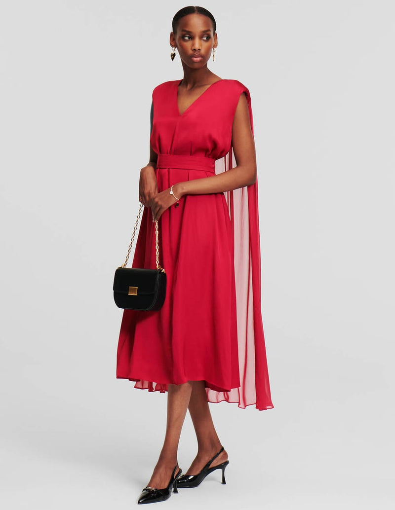 Vestido Karl Lagerfeld con Capa Rojo Mujer