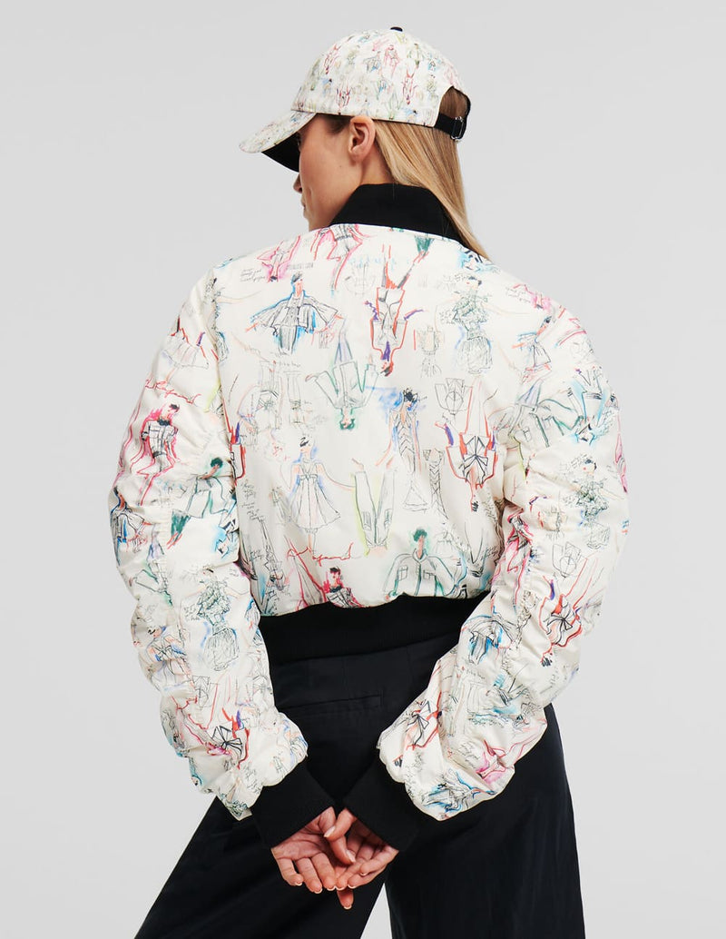 Chaqueta Bomber Karl Lagerfeld con Bocetos K/Archive Multicolor Mujer