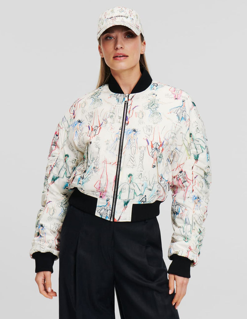 Chaqueta Bomber Karl Lagerfeld con Bocetos K/Archive Multicolor Mujer