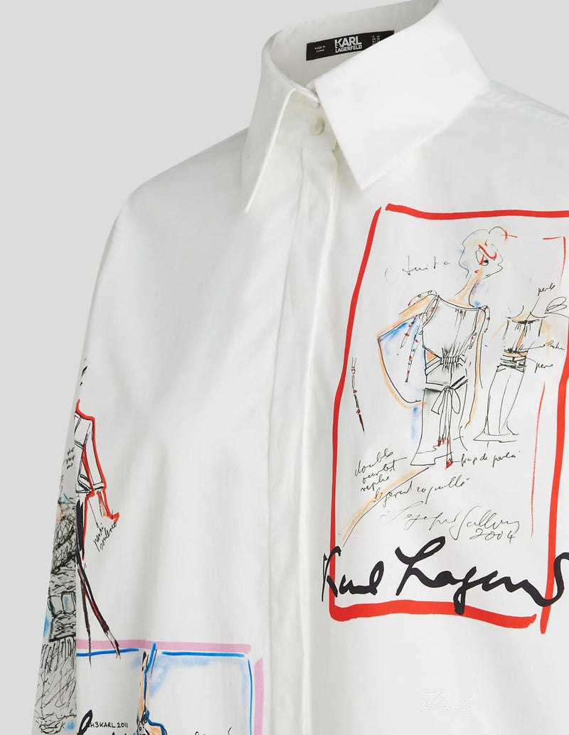 Camisa Karl Lagerfeld con Bocetos K/Archive Blanca Mujer