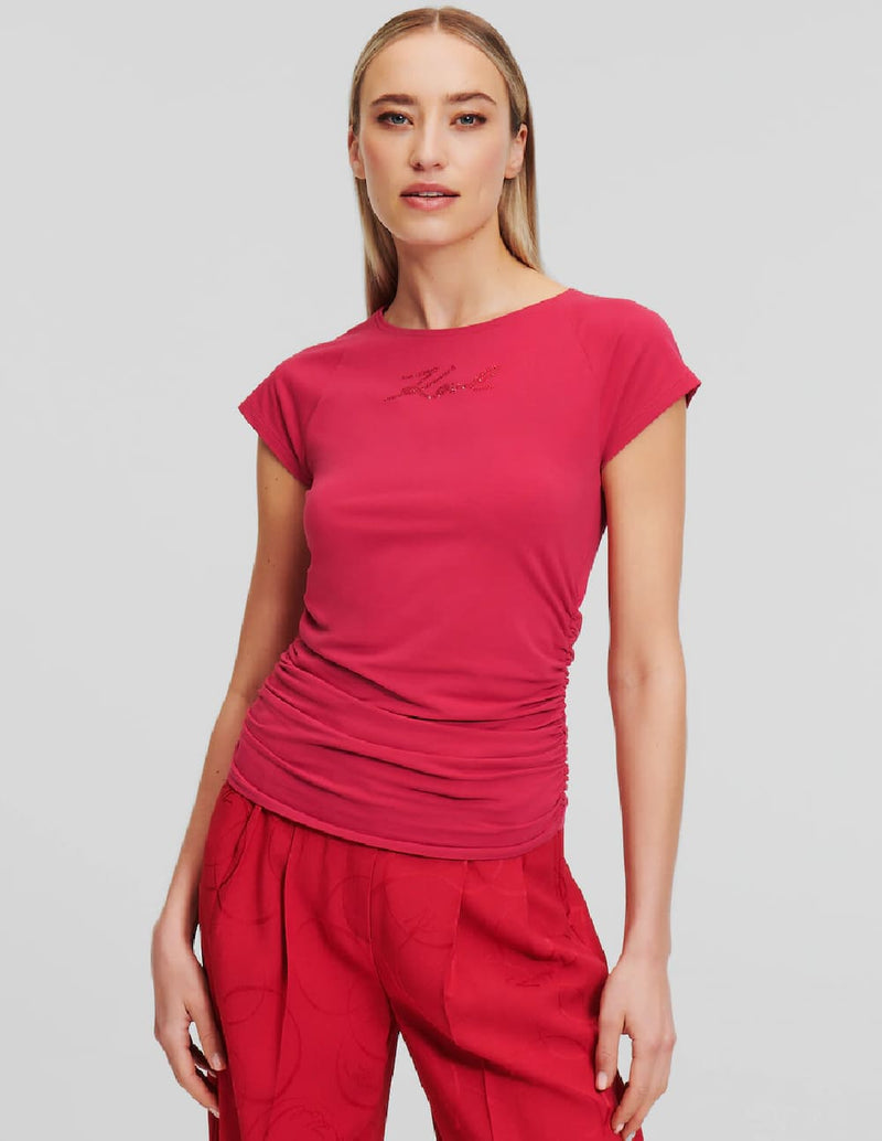 Camiseta Karl Lagerfeld con Pedreria Roja Mujer