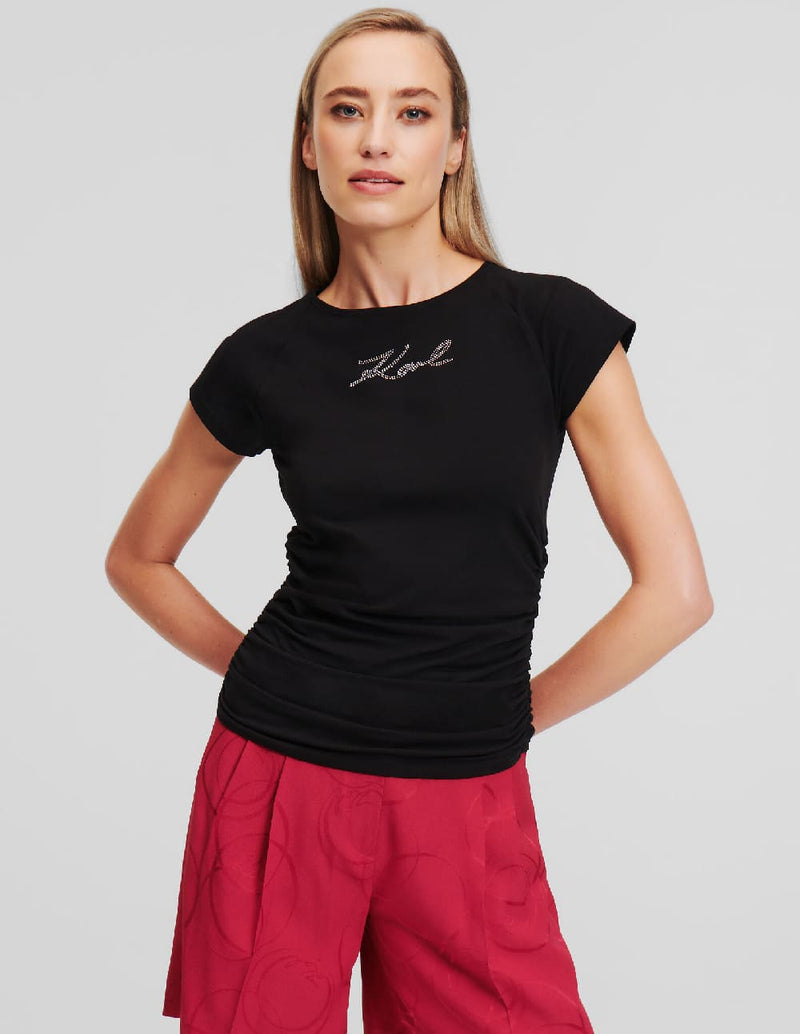 Camiseta Karl Lagerfeld con Pedreria Negra Mujer