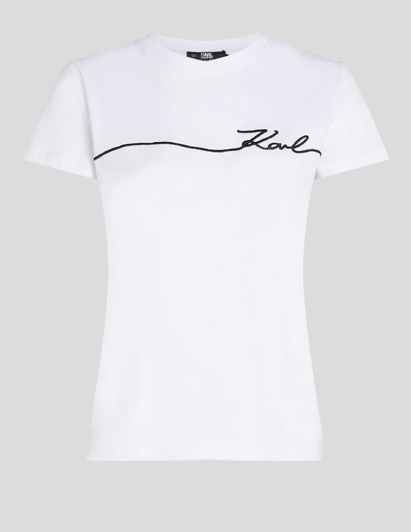 Camiseta Karl Lagerfeld Karl Signature Blanca Mujer