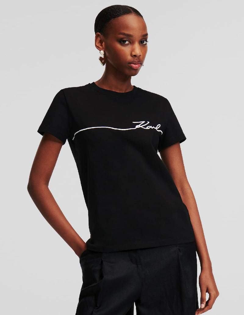 Camiseta Karl Lagerfeld Karl Signature Negra Mujer