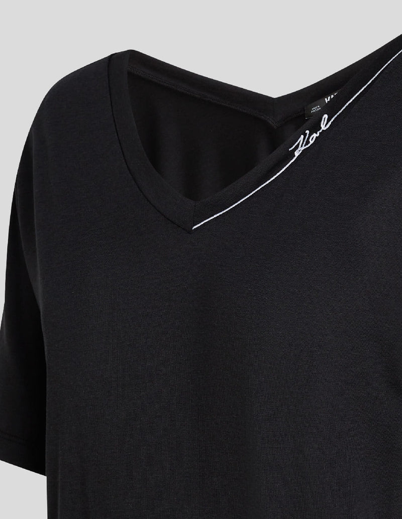 Camiseta Karl Lagerfeld Karl Signature Negra Mujer